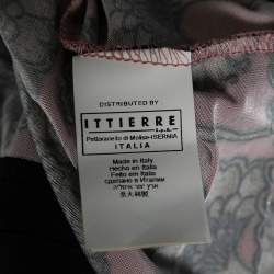 Pre Owned Just Cavalli Pink & Gold Printed Jersey Pintuck Detailed Top L