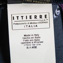 Pre Owned تنورة ماكسي جست كافالي ساتان بنفسجي مطبوع ريش مقاس كبير - لارج