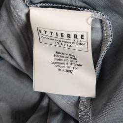 Pre Owned Just Cavalli Multicolor Floral Printed Jersey Ruffle Detail Neck Long Sleeve Top L