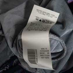 Pre Owned Just Cavalli Multicolor Floral Printed Jersey Ruffle Detail Neck Long Sleeve Top L