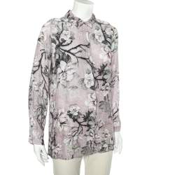 Pre Owned Just Cavalli Pink Floral Printed Georgette Shirt L