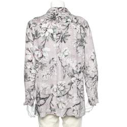 Pre Owned Just Cavalli Pink Floral Printed Georgette Shirt L