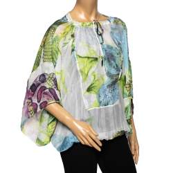 مملوكة مسبقًا Just Cavalli Multicolor Butterfly Printed Top M