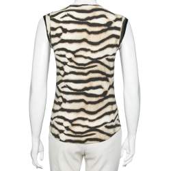 Pre Owned Just Cavalli Brown Animal Printed Cotton Sleeveless Top S