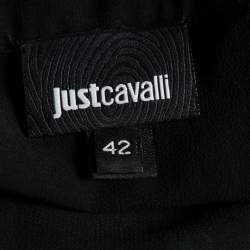 Just Cavalli Black Crepe Pleated Front Tie Detail Sleeveless Top M
