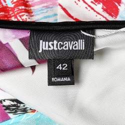 Just Cavalli Multicolor Printed Jersey Scoop Neck Sheath Dress M