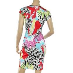 Just Cavalli Multicolor Printed Jersey Scoop Neck Sheath Dress M