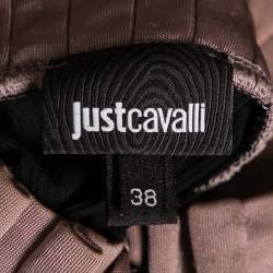 Pre Owned Just Cavalli Pink Jersey Eyelet Embellished Ruffle Trim Sleeves Top S