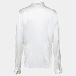 Pre Owned Just Cavalli White Silk Long Sleeve Shirt L