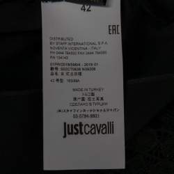 Pre Owned Just Cavalli Black Lace Ruffle Trimmed Tiered Maxi Dress M