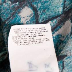 Pre Owned Just Cavalli Vintage Blue Printed Silk Button Front Short Sleeve Shirt M