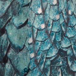 Pre Owned Just Cavalli Vintage Blue Printed Silk Button Front Short Sleeve Shirt M