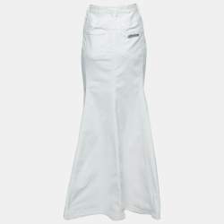 مملوكة مسبقًا Just Cavalli White Denim Flared Maxi Skirt L