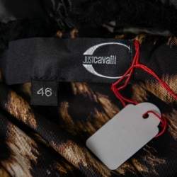 Pre Owned Just Cavalli Multicolor Printed Synthetic Shearling Trimmed Jacket L