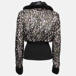 Pre Owned Just Cavalli Multicolor Printed Synthetic Shearling Trimmed Jacket L