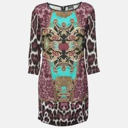 Just Cavalli Multicolor Printed Silk Midi Dress M