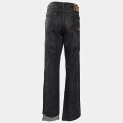 Pre Owned Just Cavalli Grey Cotton Distressed Hem Straight Fit Jeans XL/Waist - 36"