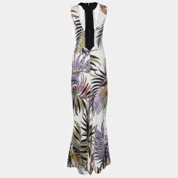 Pre Owned Just Cavalli White Printed Synthetic  Sleeveless Dress S