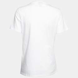 Pre Owned Just Cavalli White Cotton Crystal Embellished Crew Neck T-Shirt S