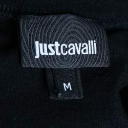 Pre Owned Just Cavalli Black Cotton Printed Crew Neck T-Shirt M