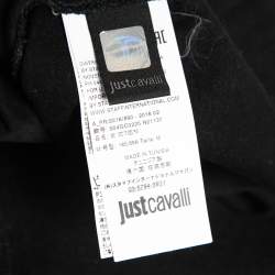 Pre Owned Just Cavalli Black Cotton Printed Crew Neck T-Shirt M