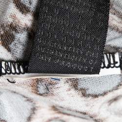 Pre Owned Just Cavalli Brown Leopard Printed Jersey Asymmetric Button Front Top XS