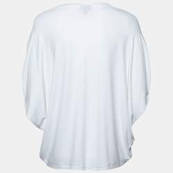 مملوكة مسبقًا Just Cavalli White Printed Jersey Draped Top XS