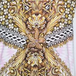 مملوكة مسبقًا Just Cavalli White Printed Jersey Draped Top XS