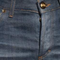 Pre Owned Just Cavalli Vintage Indigo Distressed Denim Straight Fit Jeans M/Waist: 32"