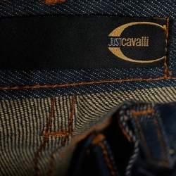 Pre Owned Just Cavalli Vintage Indigo Distressed Denim Straight Fit Jeans M/Waist: 32"