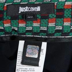 Pre Owned Just Cavalli Black Patchwork Print Chiffon Pleated Maxi Skirt S