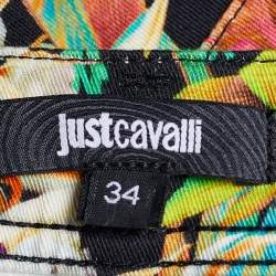 Pre Owned Just Cavalli Black Floral & Animal Print Cotton Regular Fit Jeans XL