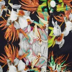 Pre Owned Just Cavalli Black Floral & Animal Print Cotton Regular Fit Jeans XL