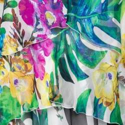 Pre Owned Just Cavalli Multicolor Tropical Print Silk Chiffon Kaftan Top S