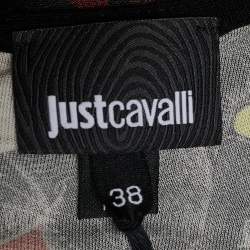 Pre Owned Just Cavalli Multicolor Printed Jersey Faux Wrap Maxi Dress S