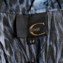 Pre Owned Just Cavalli Blue Leopard Print Silk Chain Belted Dress M