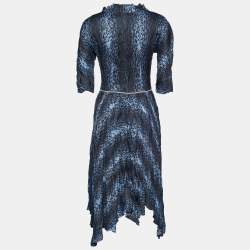 Pre Owned Just Cavalli Blue Leopard Print Silk Chain Belted Dress M