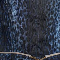 Pre Owned Just Cavalli Blue Leopard Print Silk Chain Belted Dress M