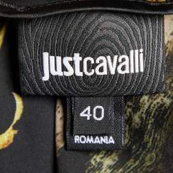 Pre Owned Just Cavalli Black Printed Satin Mini Dress S