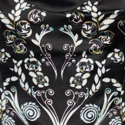 Pre Owned Just Cavalli Black Printed Satin Cutout Off Shoulder Mini Dress S