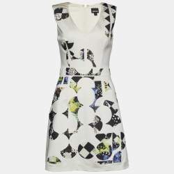 Pre Owned Just Cavalli White Jersey Knit Patch Detail Sleeveless Mini Dress S