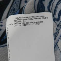 مملوكة مسبقًا Just Cavalli Blue Floral Printed Chiffon Tie-Neck Blouse L