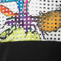 Pre Owned Just Cavalli Black Floral Neoprene Sheath Dress M