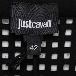 Pre Owned Just Cavalli Black Floral Neoprene Sheath Dress M