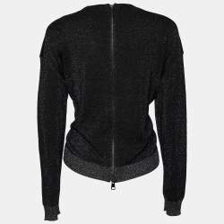 Pre Owned Just Cavalli Black Lurex Knit Zip Detail Sweatshirt S