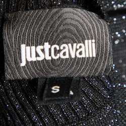Pre Owned Just Cavalli Black Lurex Knit Zip Detail Sweatshirt S