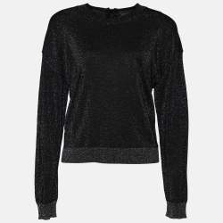 Pre Owned Just Cavalli Black Lurex Knit Zip Detail Sweatshirt S