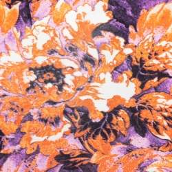 Pre Owned Just Cavalli Purple Floral Print Jersey Cut Out Detail Halter Neck Dress M