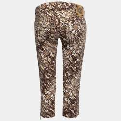 Pre Owned Just Cavalli Brown Printed Denim Capri Pants M