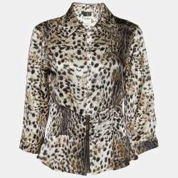 Just Cavalli Beige Animal Printed Fil Coupe Shirt M